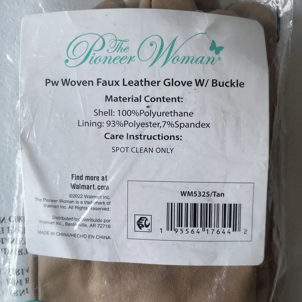 Pioneer Woman Woven Faux Leather Glove Mittens with Buckle Tan Brown Size S/M